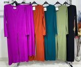 Completo Maglia Lunga con Spacco Centrale e Pantalone Zampa Comodo Coordinato in 5 Colori - 5708