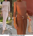 Abito Lungo Elegante Collo Alto Aderente Allacciato in Vita con Anello Vestito Casual in 4 Colori - 5718