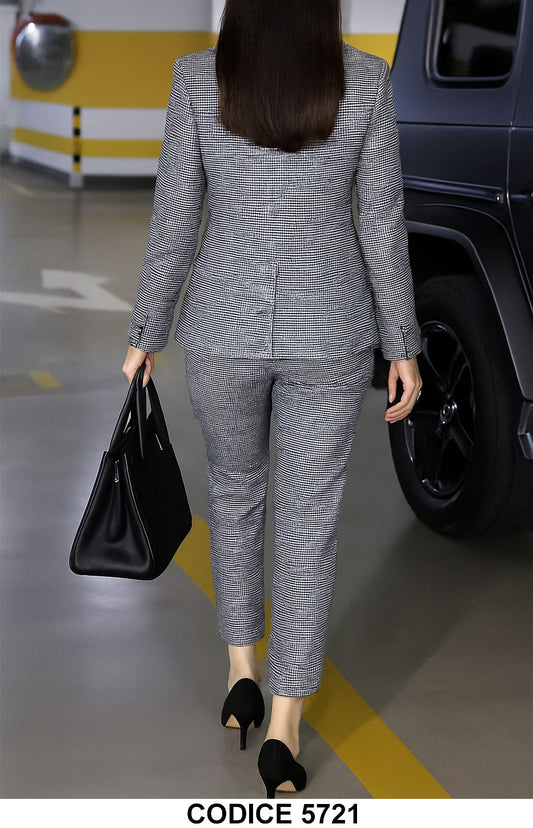 Tailleur Giacca e Pantaloni con Brillantini Grigio Chiaro Completo Coordinato Elegante Casual - 5721