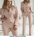 Tailleur 3 Pezzi Giacca Gilet Pantalone Donna Elegante Casual Completo Coordinato in 13 Colori - 5795