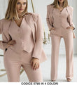Tailleur 3 Pezzi Giacca Gilet Pantalone Donna Elegante Casual Completo Coordinato in 8 Colori - 5795