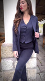 Tailleur 3 Pezzi Giacca Gilet Pantalone Donna Elegante Casual Completo Coordinato in 13 Colori - 5795