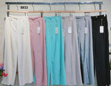Pantalone Donna Casual a Zampa Mezza Gamba Plissè Plissettata Pantaloni Eleganti in 6 Colori - 5933