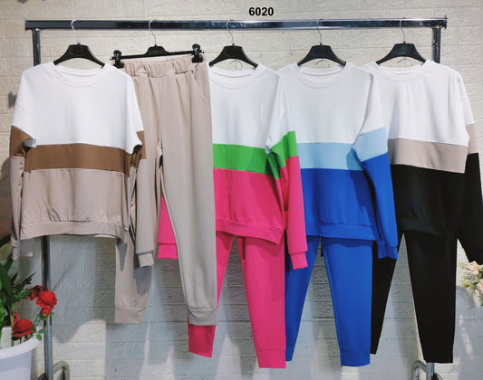 Tuta Sportiva Felpa in 3 Colori Pantalone Elastico Completo Coordinato Casual in 4 Colori - 6020