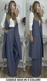 Completo Tailleur Giacca Gilet Lunga Pantalone Palazzo Elegante Coordinato Casual in 5 Colori - 6035