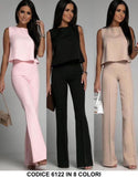Completo Maglia Top con Fiocco Pantalone Zampa Coordinato Casual Elegante Coordinato in 7 Colori - 6122