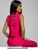 Completo Maglia Top con Fiocco Pantalone Zampa Coordinato Casual Elegante Coordinato in 7 Colori - 6122