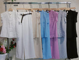 Completo Casual Camicia Smanicata Pantalone Zampa Coordinato Tailleur Elegante in 6 Colori - 6265