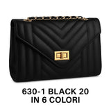 Borsa a Tracolla Trapuntata eco Pelle Donna con Catena Oro Elegante Versatile L.26 x H.15 x P.8 - CL630-1