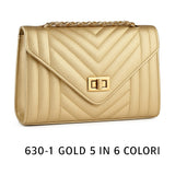 Borsa a Tracolla Trapuntata eco Pelle Donna con Catena Oro Elegante Versatile L.26 x H.15 x P.8 - CL630-1