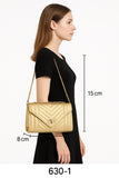 Borsa a Tracolla Trapuntata eco Pelle Donna con Catena Oro Elegante Versatile L.26 x H.15 x P.8 - CL630-1