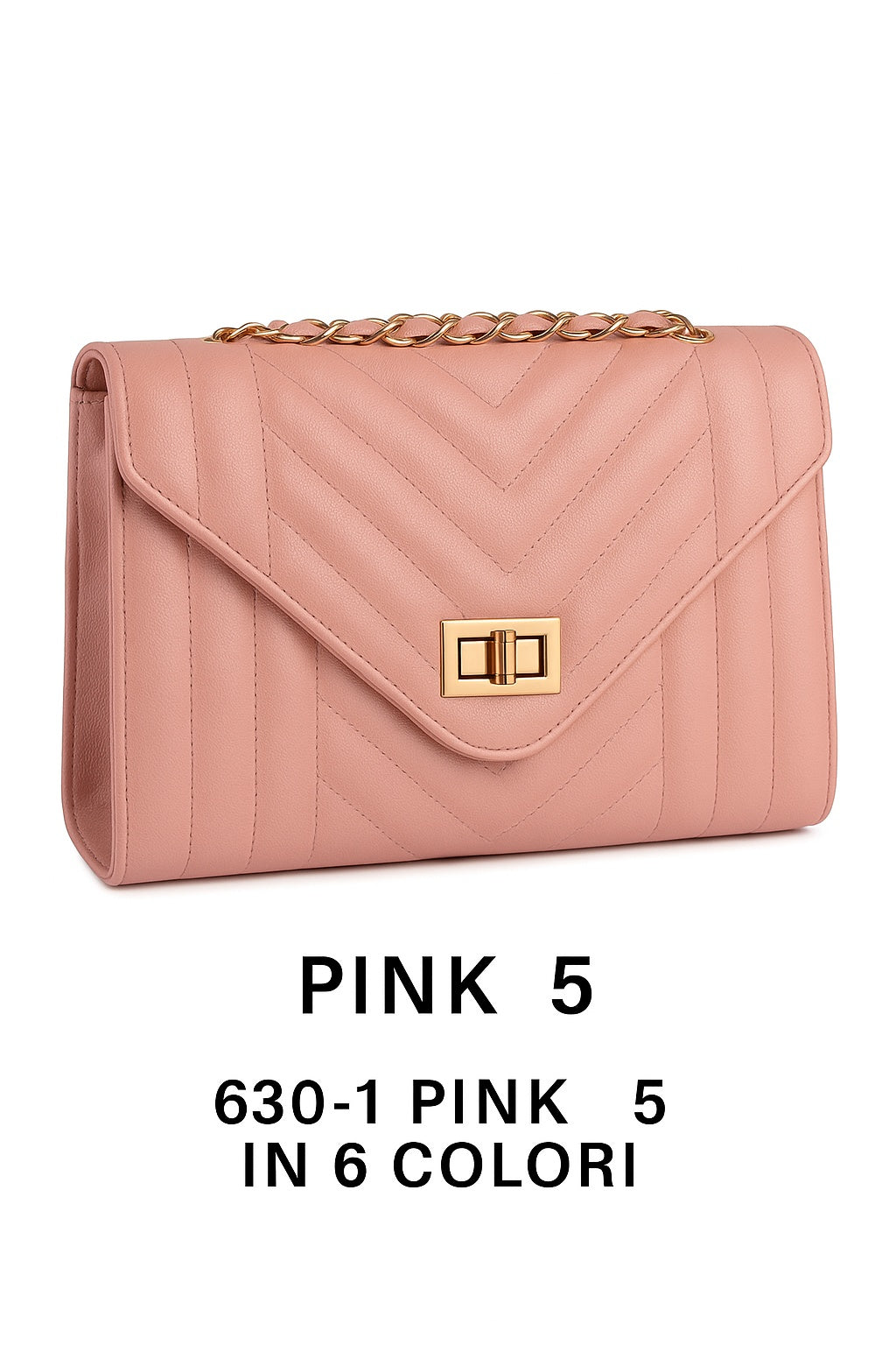 Borsa a Tracolla Trapuntata eco Pelle Donna con Catena Oro Elegante Versatile L.26 x H.15 x P.8 - CL630-1