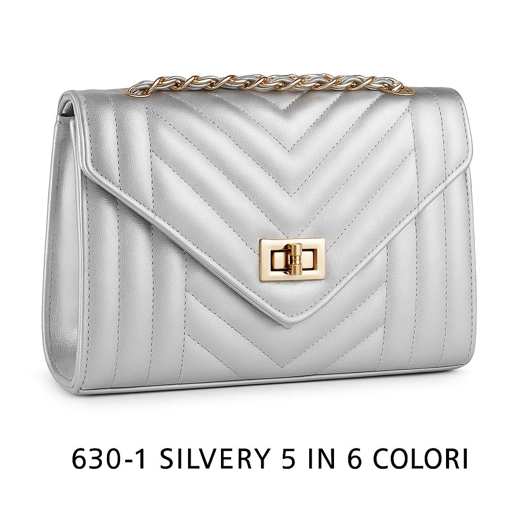 Borsa a Tracolla Trapuntata eco Pelle Donna con Catena Oro Elegante Versatile L.26 x H.15 x P.8 - CL630-1