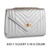 Borsa a Tracolla Trapuntata eco Pelle Donna con Catena Oro Elegante Versatile L.26 x H.15 x P.8 - CL630-1