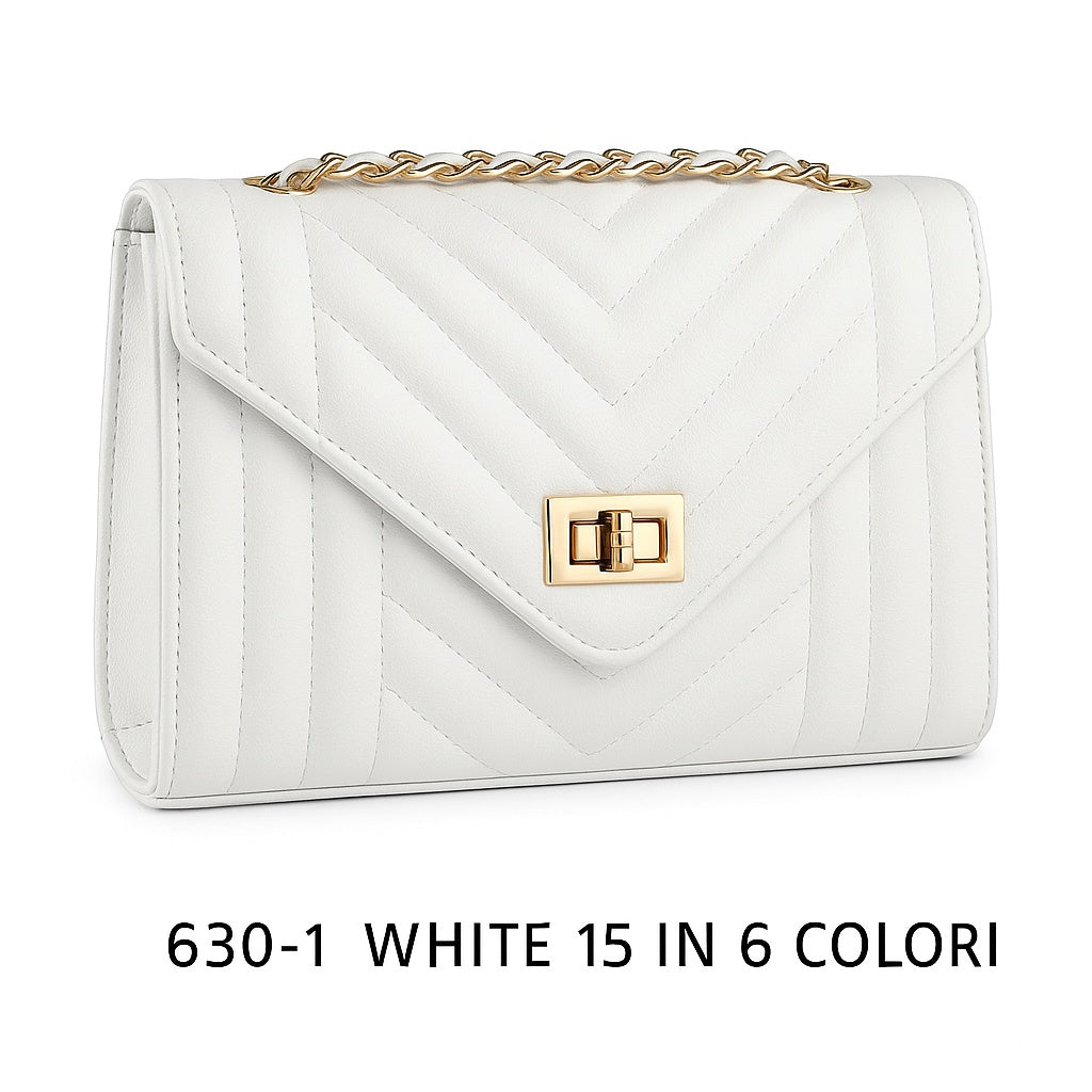 Borsa a Tracolla Trapuntata eco Pelle Donna con Catena Oro Elegante Versatile L.26 x H.15 x P.8 - CL630-1