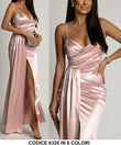 Abito Lungo Da Cerimonia Con Drappeggio Spacco Laterale Vestito Chic In 2 Colori - 6326Out