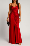 Abito Lungo Da Cerimonia Con Drappeggio Spacco Laterale Vestito Chic In 2 Colori - 6326Out