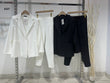 Tailleur Completo Elegante Giacca Manica Pipistrello Pantalone Sigaretta Coordinato in Bianco o Nero - 6327