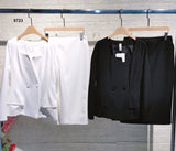 Completo Giacca Manica Lunga Gonna Aderente Coordinato Tailleur Elegante Lavoro Cerimonia in Nero - 6723Out