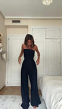 Tuta Elegante Intera Smanicata Pantalone Palazzo Jumpsuit Casual Elastica in 4 Colori - 6741