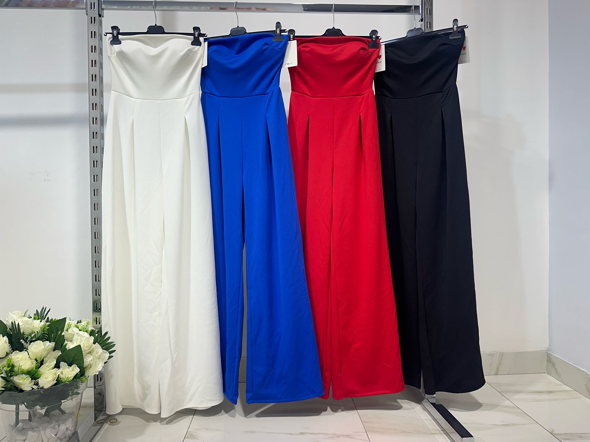 Tuta Elegante Intera Smanicata Pantalone Palazzo Jumpsuit Casual Elastica in 4 Colori - 6741