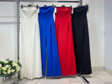 Tuta Elegante Intera Smanicata Pantalone Palazzo Jumpsuit Casual Elastica in 4 Colori - 6741