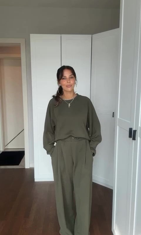 Completo Tuta Sportiva Felpa Pantalone Palazzo con Elastico Coordinato Casual Palestra in 3 Colori - 6796