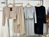 Completo Casual Maglia Corta Manica Lunga Pantalone Palazzo Tuta Sportiva Coordinato in 3 Colori - 6822