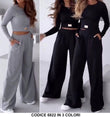 Completo Casual Maglia Corta Manica Lunga Pantalone Palazzo Tuta Sportiva Coordinato in 3 Colori - 6822