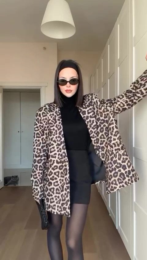Giacca Donna Animalier Maculata Leopardata Blazer Lungo Casual Elegante - 6858
