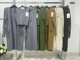 Completo Maglia Cardigan Lunga Top Pantalone Tessuto Morbido Rigato Coordinato Casual in 5 Colori - 6902
