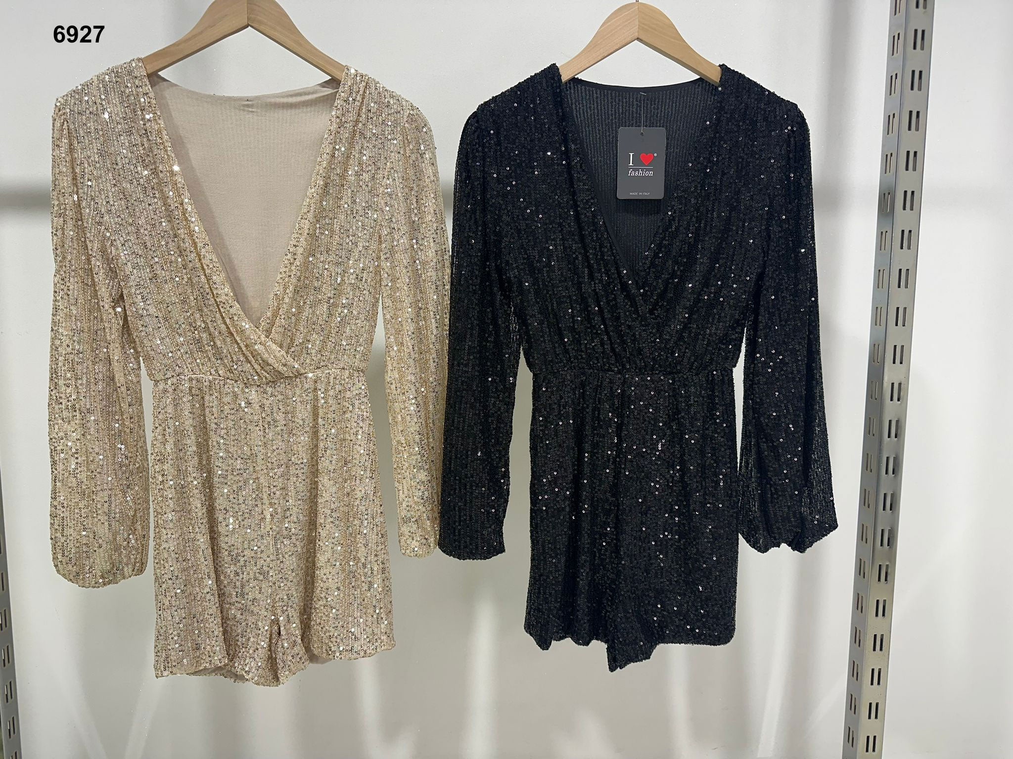 Tuta Elegante Intera Corta interamente in Paillettes Jumpsuit Casual Cocktail in 3 Colori - 6927