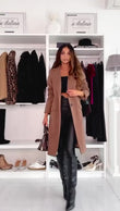 Cappotto Lungo Casual Elegante 2 Bottoni Cappotti Donna Fashion Tasche Estetiche in Nero - 6941Out