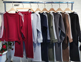 Completo Righe Verticali Bianche Tuta Sportiva Coordinato Casual Felpa Pantalone palazzo in 7 Colori - 6967