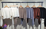 Completo Casual Trama Trecce Maglia Corta Manica Lunga Pantaloncino Shorts Coordinato in 5 Colori - 7067