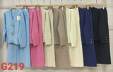 Completo Casual Maglia Cardigan Pantalone Palazzo Bottoni Gioiello Grandi Oro Coordinato In 6 Colori - 7144