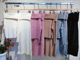 Completo Maglia Scollo a Fascia Gonna Lunga Tessuto Morbido Coordinato Elegante Casual in 5 Colori - 7168