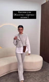 Completo Casual Maglia Gilet Camicia Bianca Pantalone Trama Righini Coordinato Tuta in 3 Colori - 7200
