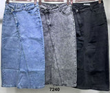 Gonna Jeans Lunga Casual con Chiusura Obliqua Gonne Asimmetriche in 3 Colori - 7240