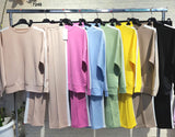 Completo Felpa Pantalone Palazzo Fascia Bianca Laterla Coordinato Tuta Sportiva Casual in 7 Colori - 7249