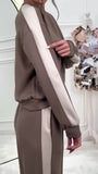 Completo Felpa Pantalone Palazzo Fascia Bianca Laterla Coordinato Tuta Sportiva Casual in 7 Colori - 7249