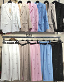 Tailleur Completo Giacca Doppiopetto Pantaloni Palazzo Applicazione Strass Completo Coordinato in 5 Colori - 7275