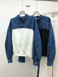 Completo Maglia con Colletto Pantalone Cargo Palazzo Particolari in Jeans Coordinato Casual in 2 Colori - 7290