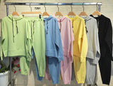 Completo Felpa con Cappuccio Laccetti Bicolore Intrecciati Pantalone Elastico Tuta Sportiva in 6 Colori - 7291