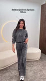 Completo Casual Felpa Manica Lunga Pantalone Palazzo Coordinato Casual in 6 Colori - 7293