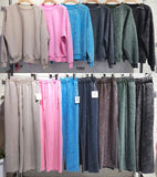 Completo Casual Felpa Manica Lunga Pantalone Palazzo Coordinato Casual in 6 Colori - 7293