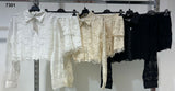 Completo Elegante Camicia Pantaloncini Shorts Merletto Pizzo Coordinato Casual in 3 Colori - 7301