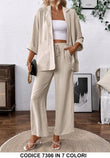 Completo Casual Camicia Manica 3/4 Pantalone Palazzo Coordinato Elegante in 7 Colori - 7306