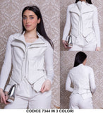 Giubbotto Chiodo Smanicato Eco Pelle Collo Alto Giubbino Casual Giacca Corta in 2 Colori - 7344