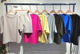 Completo Casual Maglia Manica 3/4 Pantaloncino Shorts Elastico Coordinato Sportivo in 7 Colori - 7362